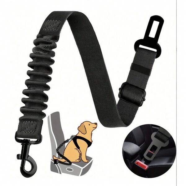 1 قطعة قيد كلب للسيارة، قيد كلب قابل للسحب، قيد ثابت متعدد الوظائف للحيوانات الأليفة في السيارة