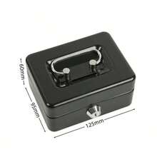 1PC Heavy-Duty Metal Cash Box With Key Lock - Secure Money Storage Box With Removable Coin Tray & 2 Keys - Portable Cash Box For Home, Office, Retail Shop - Double Layer Organizer For Bills, Coins, Valuables (Black) - Multicolor - View 12