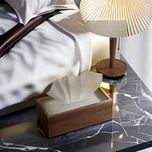 北欧风格木质纸巾盒，带亚克力盖，条纹图案，适合家庭和餐厅使用，可用作餐巾纸盒或桌面收纳盒