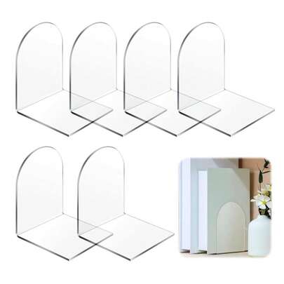 2pcs/4pcs Acrylic Bookends, Bookshelf Bookends (With A Layer Of White Protective Film, Please Peel Off When Using), Transparent Bookends For Storing Home/Office Supplies And Books