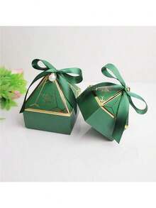 10 zielonych pudełek prezentowych z perłową wstążką, pudełka na upominki na imprezę, pudełka na słodycze, odpowiednie na urodziny, ślub, prezenty świąteczne