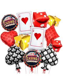 20pcs/117pcs/13pcs Red, Gold, Black Latex Balloons, Red & Black Dice, Gold Crown Balloon Set, Suitable For Party Game Background Decor, Birthday Party Decor, Anniversary, Casino Theme Party Decor - Multicolor - View 7