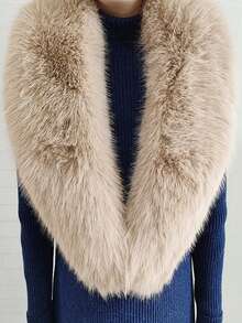 1. Faux Fur Collar & Cuff Set, Warm Faux Fur Scarf, Fluffy Oversized Furry Shawl Wrap For Women In Winter, Suitable For Dresses, Christmas Decoration - Multicolor - View 60