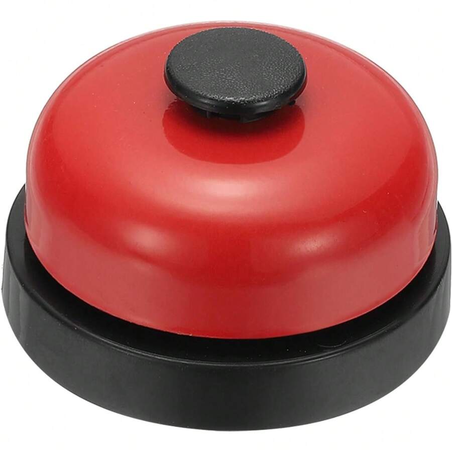 PATIKIL Call Bell, 2.83 Inch Small Desk Service Ring Bell Buzzers For Front Desk Retion Counter Dinner Bar Hotel Classroom Game, Black Red, 1 Pack