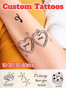 10/20/30/60 miếng, Hình xăm tạm thời cho đám cưới, Hình xăm đám cưới hiện đại, Hình xăm trái tim, Hình xăm vẽ tay, Hình xăm tiệc độc thân, Hình xăm đường nét mảnh, Hình dán tạm thời cho tiệc đơn yêu thích, Hình dán tạm thời tùy chỉnh, Thích hợp cho nhiều bữa tiệc khác nhau như tiệc sinh nhật, tiệc nướng cuối tuần và tiệc cocktail, Sử dụng thủ công tiện lợi, Hình dán tạm thời tùy chỉnh, Thích hợp cho Giáng sinh - Nhiều màu - Xem 2