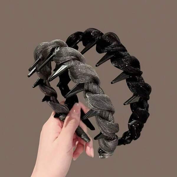 1 Pezzo Fascia per capelli in rete con perle, fascia cosmetica, fermaglio per capelli, adatta per la cura del viso delle donne, spa, feste, uscite casual, piccola e leggera, fascia per capelli, accessori per capelli, nuovo fermaglio per capelli alla moda e antiscivolo, regalo per feste di Natale