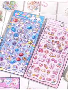 3D Cute Stickers 3D Cartoon Scene Reusable Fun DIY Scrapbook Planner Diary Laptop Mobile Phone Case Sticker Adult Relief, Sticked On Suitcase Computer Water Cup Mobile Phone Case Refrigerator Wall Helmet Cabinet Box Door Bed Guitar