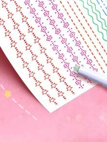 1/3/6pcs Wave Flower Outline Pens, 6 Colors, Student DIY Line Drawing Roller Pens, Creative Quick-Drying Curve Pens, Random Color & Pattern