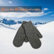 Winter Warm Mittens For Women Men - Soft Faux Rabbit Fur Mittens Elastic Cuff Fashionable Stretchy Knit Gloves Cold Weather - 深灰色 - 查看 6