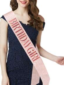 Faja con tirantes de hombro de oro brillante y con lentejuelas para fiesta de cumpleaños, "Feliz cumpleaños, mi princesa", elegante, linda y hermosa, para Navidad - Multicolor - Ver 1