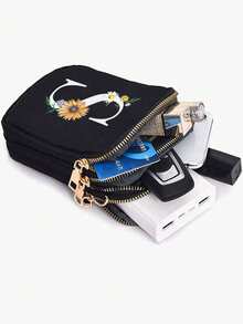 Ví cầm tay mini in chữ cái hoa cúc A-Z, túi đeo vai nhỏ hai khóa kéo với dây đeo điều chỉnh được, thích hợp đựng điện thoại, túi đeo tay, ví đựng tiền xu, ví đựng tiền mặt, ví dọc nhiều khóa kéo, lý tưởng cho chạy bộ, leo núi, du lịch, mua sắm, đạp xe và các hoạt động thể thao ngoài trời. Cũng là một món quà tuyệt vời cho Halloween, Giáng sinh và Lễ Tạ ơn. - Nhiều màu - Xem 5