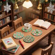 4 Stücke/6 Stücke/300 Stücke Weihnachtsbaum mit Zuckerstangen-Streifenmuster Diatomeenerde Untersetzer, Kaffee Untersetzer, Mehrzweck-Dekoration für Zuhause und Restaurant, tägliche Geschenke, Tischdekoration, Themenparty-Dekoration - Verschiedenfarbig - Übersicht 7