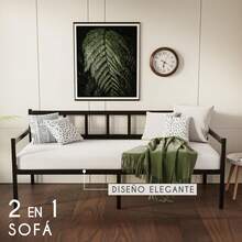 Cama Divan con Altura de 35 - Camas Individuales 90x190 - Somier Sofa con Base par Colchón 90x190 - Divan Cama de Metal Negro