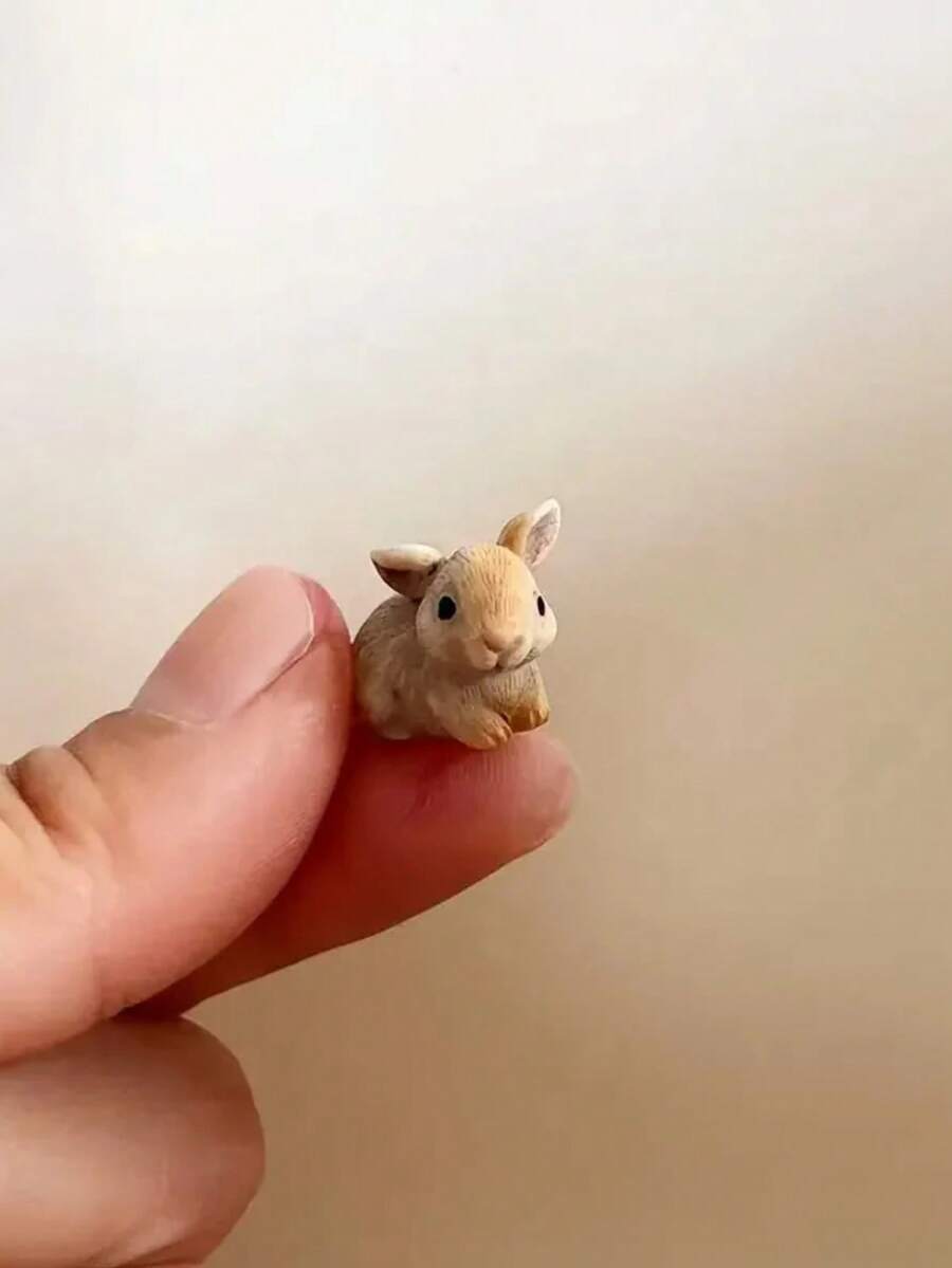 5/10 件迷你树脂兔子模型、可爱兔子小雕像、盆栽植物微景观 DIY 工艺装饰配件 - 彩色 - 查看 1