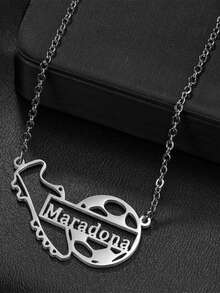 Collar con colgante personalizado de jugador de fútbol, accesorio de moda deportiva de acero inoxidable para mujeres, adecuado para ocasiones diarias y deportivas, con grabado en inglés con tema de fútbol