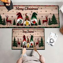 Felpudo con tema navideño, de poliéster, alfombra decorativa para el piso adecuada para la entrada del hogar, sala de estar, dormitorio y cocina