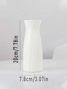 1pc White Plastic Vase, Simple Desktop Decorative Vase, Balcony Decorative Vase, Imitation Ceramic Vase, Home Decor, For Flower Arrangement, Desktop Decor Accessory, Living Room, Balcony, TV Cabinet, Dining Table Small Vase, Suitable For Fresh Flowers And Dried Flowers, Shockproof, Waterproof, Autumn Decor Room Decor Flower Vase Glass Vase