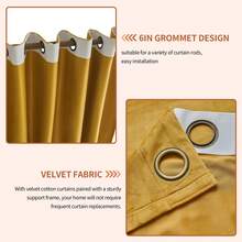 Golden Velvet Curtains, Luxurious 2-Panel Home Decorative Curtains, Blackout Curtains For Bedroom And Living Room, Thermal Insulating Luxurious Ultra-Soft Decorative Ring-Top Room Curtains, Suitable For Room Decoration, Holiday Decorations, Christmas Decorations, Living Room, Bedroom, Hotel, Apartment (Width 42 X Length 63 Inches, Width 42 X Length 84 Inches, Width 52 X Length 63 Inches, Width 52 X Length 72 Inches, Width 52 X Length 84 Inches, Width 52 X Length 96 Inches, Width 52 X Length 108 Inches) - 金色 - 查看 6
