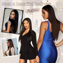 Clip In Hair Extensions Brown Color 24 Inch 6 PCS Set Long Straight Hair Extension Synthetic Hairpieces For Women Girls Daily Use - Chestnut Brown-4M30 - View 5