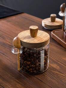 1 Stück/3 Stücke Kaffee-Bohnen Glas Luftdichte Vorratsdose, feuchtigkeitsgeschützte Küchen-Aufbewahrungsdose, Gewürz Kräuter Tee Blatt Behälter, hitzebeständiger transparenter Behälter, Kaffee-Bohnen Dose mit Löffel, luftdicht verschließbare Vorratsdose