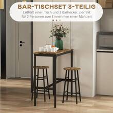 HOMCOM Bartisch Set, 3-Piece Bar Table With Stools, Industrial Design Dining Group, Kitchen Table With 2 Stools, For Dining Room, Kitchen, Steel, Rustic On Site - 1 - View 8