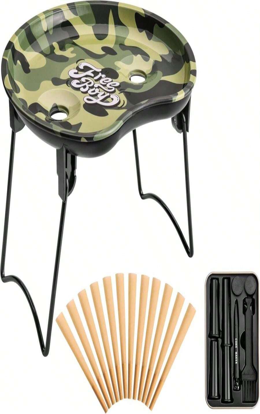 Free Boy 85x35 Inch Metal Rolling Tray Cone Loader For King Size&Amp;1 1_4 Size Pre Rolled Cone,Cone Pre Roll Machine Includes Foldable Stand Cone Filler,Filler Funnel &Amp; Packer-Black&Amp;Green - ColorC - 查看 1