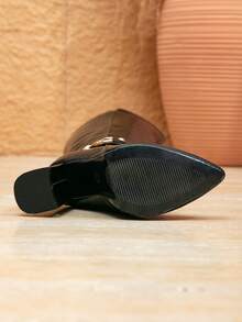 Botas hasta la rodilla de mujer de nueva moda con estampado de cocodrilo en negro, tacón grueso, puntera puntiaguda y cremallera lateral, adecuadas para otoño/invierno, Halloween, Navidad, Acción de Gracias y Año Nuevo