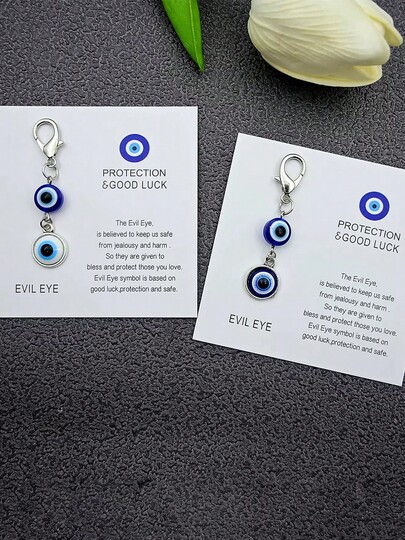 1pc Blue Evil Eye Keychain, With PROTECTION GOOD LUCK Card, Casua Decor For Women, Bag Decor Charms, Jewelry Accessories, Lobster Claw Keychain, Car Keychain, Perfect Gift For Friends For Birthday Or Holiday