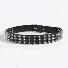 1 szt. męska punkowa klamra z nitami w czarnym kwadratowym kolorze, nity ze stopu, Halloween, karnawał, dzień św. Patryka, Wielkanoc, codzienne akcesoria modowe, pasek w stylu casual/pasek w stylu punk/pasek zdobiony nitami, stare pieniądze, vintage, jesień/jesień, miejski strój, klasyczna świąteczna moda zimowa, codzienny prezent dla chłopaka dla mężczyzny