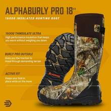 LaCrosse Alphaburly Pro 18" Insulated Hunting Boots For Men Featuring Waterproof Rubber, 1600G Thinsulate, And EVA Footbed, First Lite Cipher - Realtree Edge - View 11