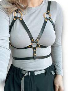 1 pieza Accesorio de Renacimiento para mujer, Moda oscura sexy de cuero de PU Suspensor, Adecuado para fiesta de Halloween, reunión o uso diario