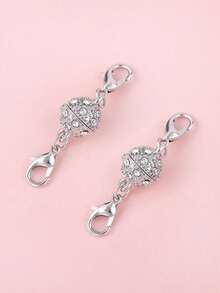 2件套珠宝制作扣环和挂钩。白色K色球形合金磁力扣，可用于制作手链、项链等装饰链环。磁力项链扣，项链，钥匙扣配件，珠宝制作用品，手链制作套件，包饰，磁力项链扣， - 彩色 - 查看 9