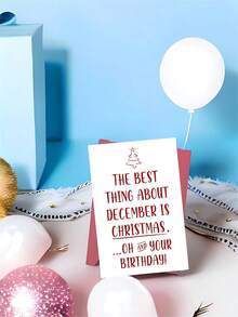 1 pieza Tarjeta de cumpleaños de diciembre y Navidad divertida con sobre "Lo mejor de diciembre es la Navidad (¡Oh y tu cumpleaños!)" - Letras cursivas elegantes y árbol de copos de nieve - Tarjeta de felicitación premium para fiestas, familia, amigos, cumpleaños de diciembre - Invitación para fiestas de todas las ocasiones - Tarjeta de Navidad divertida con sobre rojo a juego, tarjeta de Navidad divertida, tarjetas postales navideñas