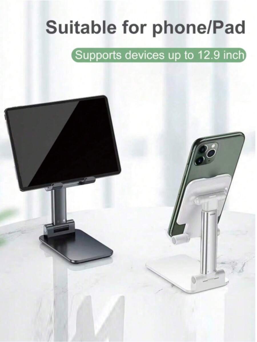 1pc Foldable Phone Stand, Telescopic Folding Desktop Phone Holder, Slouchy Person Desktop Electronics Stand, Live Streaming Tablet Stand, Adjustable Multifunctional Swivel Support, Suitable For Slouchy People To Watch Videos, Live Stream, Study, Portable And Foldable Phone Stand - Multicolor - View 1