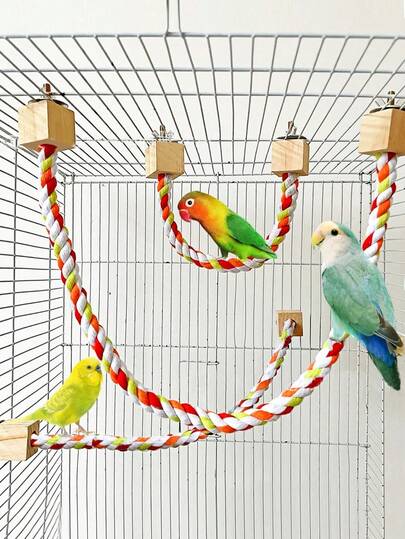 1pc Random Color Rope Perch Stand Swing Hanging Ring Climbing Toy, Suitable For Birds, Parrots, Hamsters Cage Climbing Toy, 30cm/40cm/50cm/60cm Various Sizes