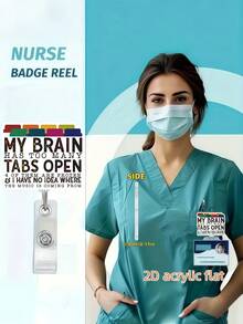 1pc The "Fun 'Brain Multi-Tabs' 2D Acrylic Expandable ID Pin" Is Made Of 2D Acrylic Material. Its Design Inspiration Comes From The Fun Text "MY BRAIN HAS TOO MANY TABS OPEN" And The Colorful Tab Shapes. It Has A Lively And Creative Style.