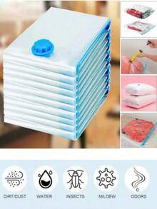 20个/1个真空压缩袋，可折叠真空收纳袋，旅行压缩袋，适用于衣物、行李打包、宿舍收纳、旅行139号服装袋，防水收纳袋，衣物整理袋，衣物收纳袋，衣物打包袋，旅行必备，旅行收纳袋 - 白色 - 查看 11