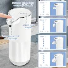 Despachador de Jabon Liquido sin Contacto, 350ml USB Recargable Automatico Dispensador Jabon Baño, Sensor IR Inteligente Dispensador de Shampoo con 4 Velocidades Ajustables, para Baño, Cocina (Espuma) - Espuma - Ver 9
