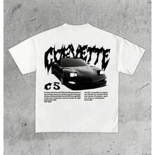 Corvette C5 T-Shirt, Retro Car Graphic Tee, Y2K Streetwear Shirt For Car Enthusiasts, Vintage Chevy Racing - trắng - Xem 1
