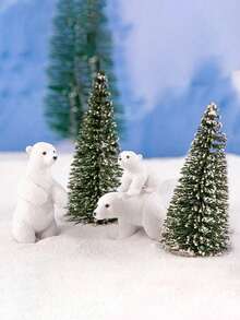 5pcs/6pcs/10pcs Mini Polar Bear Figurines, Miniature Polar Bear Statues, Christmas Tree Decorations, Suitable For Snowy Scenes, Creative Polar Animal Decor, Holiday Decoration Craft Accessories, Indoor & Outdoor Display - Multicolor - View 2