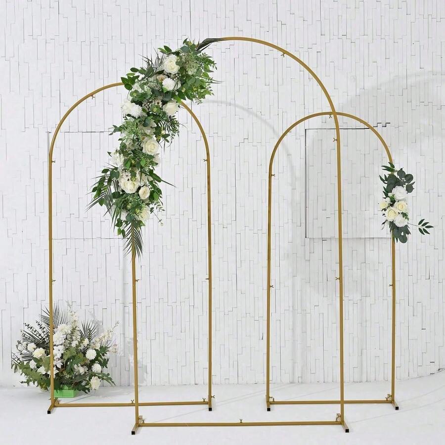 1 Set Metal Rectangular Arch Kit, Suitable For Birthday, Wedding, Bridal Shower, Graduation, Anniversary, Christening, Summer, Theme Party, Backdrop, Home Decor, Valentine's Day, Halloween, Christmas, Thanksgiving - Gold - View 1