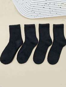 4 par damlårhöga strumpor, varma, termiskt fodrade svarta och vita knästrumpor, höst-/vinterjulklapp - Multifärgad - Visa 10