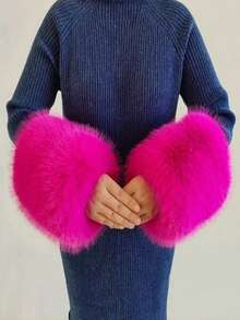 1. Faux Fur Collar & Cuff Set, Warm Faux Fur Scarf, Fluffy Oversized Furry Shawl Wrap For Women In Winter, Suitable For Dresses, Christmas Decoration - Multicolor - View 77