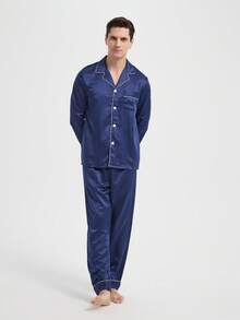 طقم ملابس رياضية كاجوال جديد للرجال، ملابس شتوية - أزرق بحري - مشاهدة 6