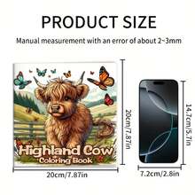 1 本高地牛涂色书，24 种单面图案，20.07x20.07 厘米，厚实光滑的纸张，轻松放松，是生日和节日派对的理想礼物 - 高地牛著色書 - 查看 3