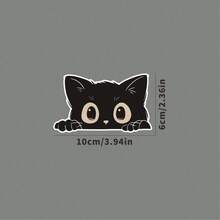 适用于汽车、摩托车和电动车的防水黑猫贴纸 - 可爱的偷看猫设计，自粘乙烯基贴花，非常适合划痕遮盖和车辆定制，摩托车贴花 - 均碼 - 查看 6