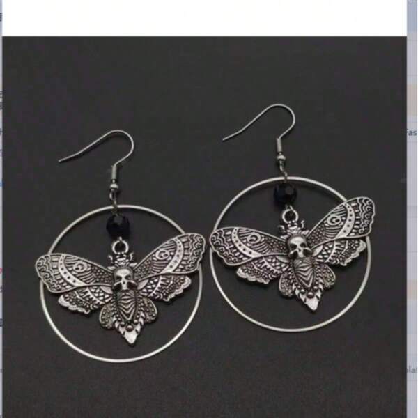 Goth Gothic Death Skull Moth Chain Earrings For Man Women Pendant Choker Earrings Vintage Punk Jewelry New Fashion