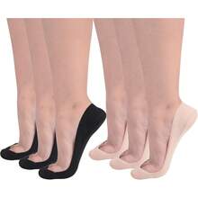 Calcetines Invisibles para Mujeres, Calcetines de Seda, Calcetines de Mujer Corte, Ultra Bajo con Agarres Antideslizantes - 3 pares: beige, negro y gris - Ver 1