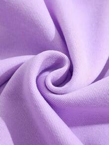 Áo nỉ nữ màu tím dáng dài, họa tiết bướm và hoa tinh tế - 100% polyester, có thể giặt máy, mũ có dây rút, kiểu dáng thường ngày | Áo nỉ phong cách thường ngày | Trang phục thường ngày bền bỉ, áo nỉ cỡ lớn - Màu tím hoa cà - Xem 6