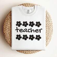 Women T-Shirt Print Daisy Teacher Shirt, Boho New Teacher Shirt, Teacher Appreciation, Back To School Shirt, Elementary School Teacher Shirt Soft T-Shirt For Women Casual Designer Clothes Graphic Women Top Graphic Tees Stylish Comfortable Unisex Fashion Casual Stretched - White - View 4